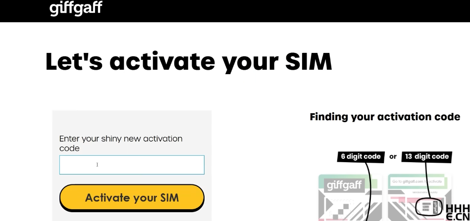 Giffgaff sim实体卡输入激活码 Giffgaff sim实体卡输入激活码